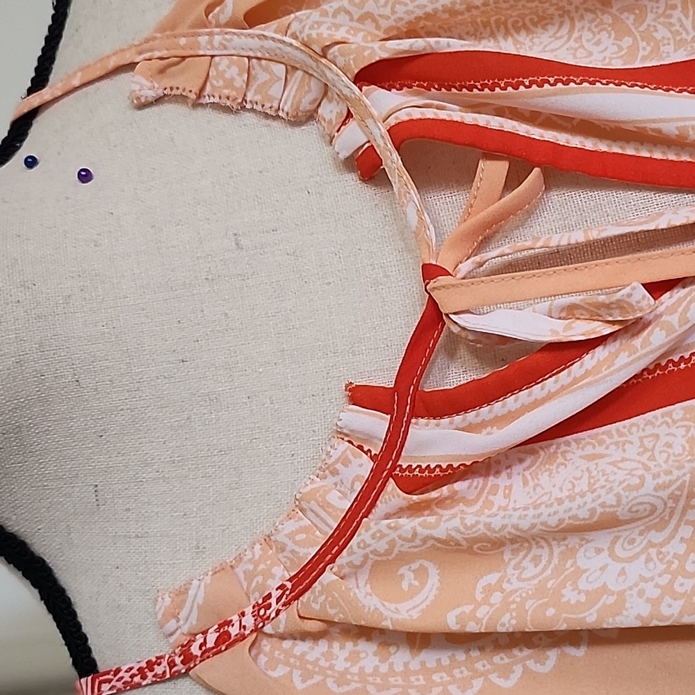 New York & Company Peach and Red Halter Blouse - Picture 3 of 4